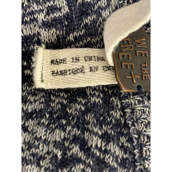 We The Free Size L Ribbed Cotton Navy Variegated Ivory Crochet Henley Top - Picture 7 of 10